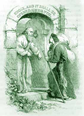 Illustration fr&aring;n en gammal utg&aring;va av Bunyans "Kristens Resa".